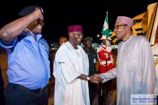 Photo: President Buhari arrives Abuja from China